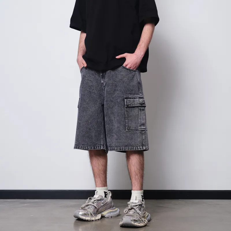 PASET Denim Shorts Unisex Smoke Gray-3
