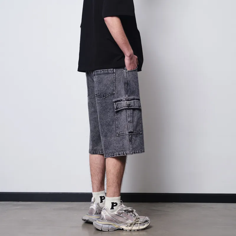 PASET Denim Shorts Unisex Smoke Gray-4