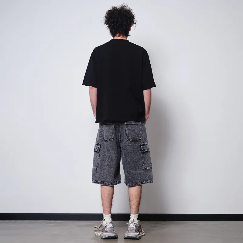 PASET Denim Shorts Unisex Smoke Gray-5