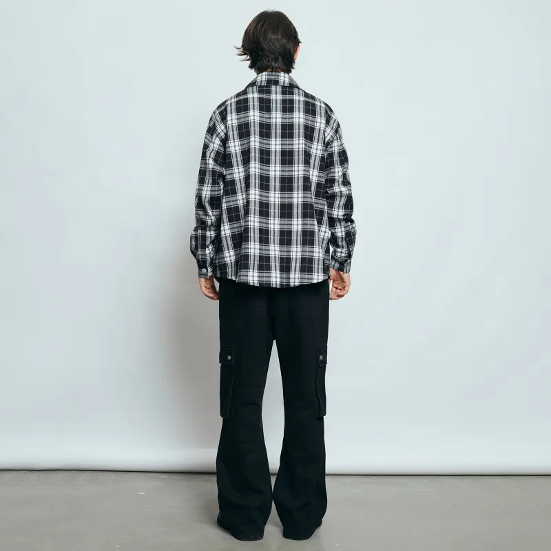 PASET Shirts Unisex Black White Plaid-3