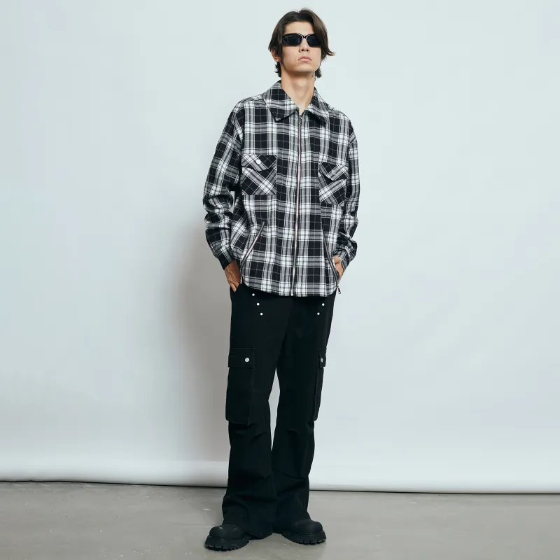 PASET Shirts Unisex Black White Plaid-2