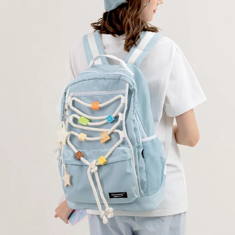 SHUNYIDE Nylon Backpack Medium Size Unisex Azure Blue-4