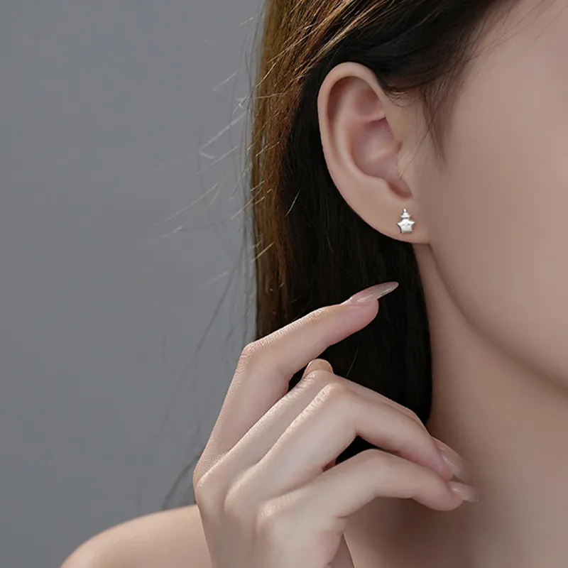 KiNGZiT 999 Fine Silver Stud Earrings Women's-1