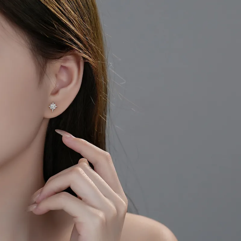 KiNGZiT Sterling Silver Stud Earrings Unisex-4