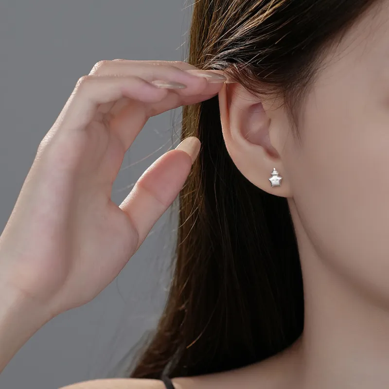 KiNGZiT 999 Fine Silver Stud Earrings Women's-2