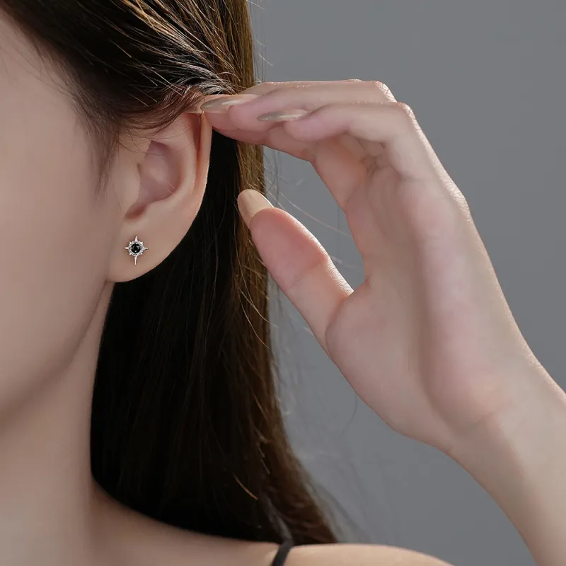 KiNGZiT Sterling Silver Stud Earrings Unisex-1