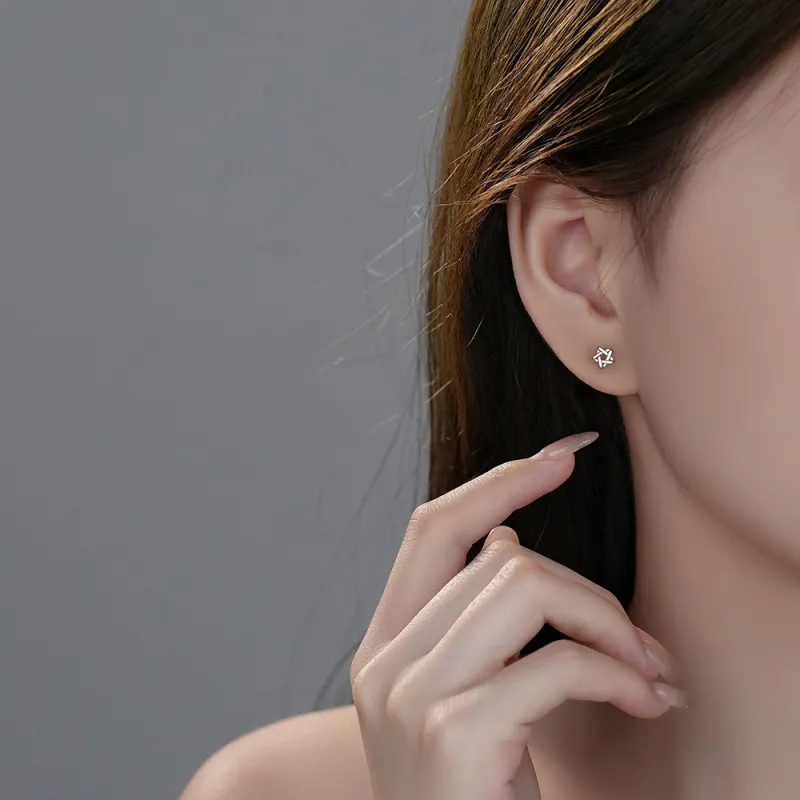 KiNGZiT Sterling Silver S999 Stud Earrings Women's-3