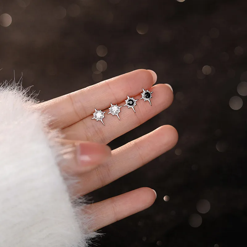 KiNGZiT Sterling Silver Stud Earrings Unisex-2