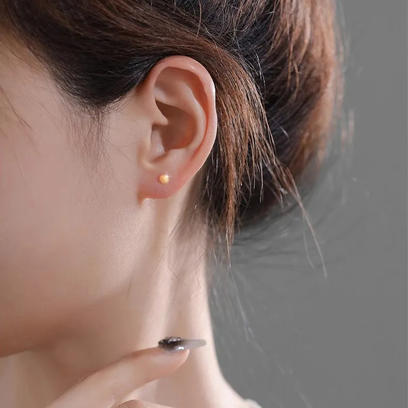 KiNGZiT Sterling Silver Stud Earrings Unisex-2