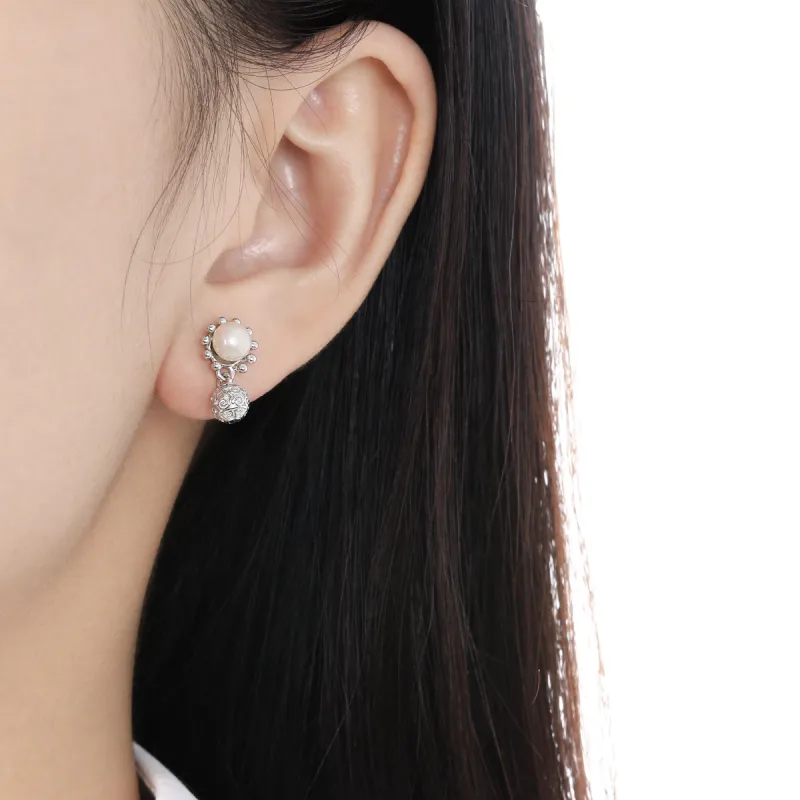 KiNGZiT S925 Silver Shell Pearl Stud Earrings Women's-2