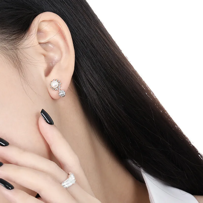 KiNGZiT S925 Silver Shell Pearl Stud Earrings Women's-1
