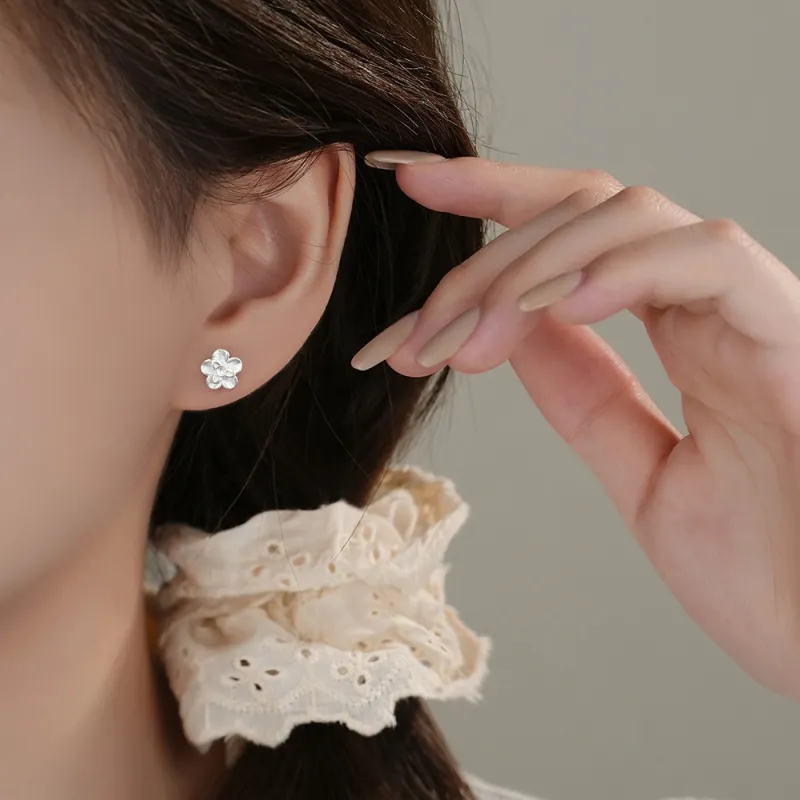 KiNGZiT 999 Fine Silver Stud Earrings Women's-1