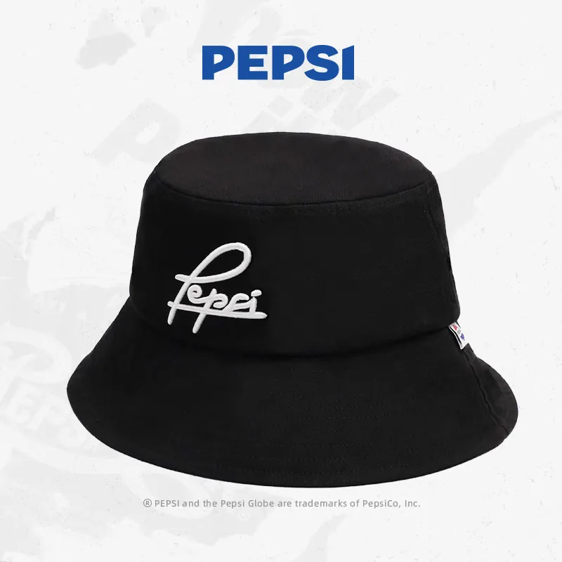 Pepsi Cotton Comfortable And Breathable Bucket Hats Unisex Black/Ecru-3