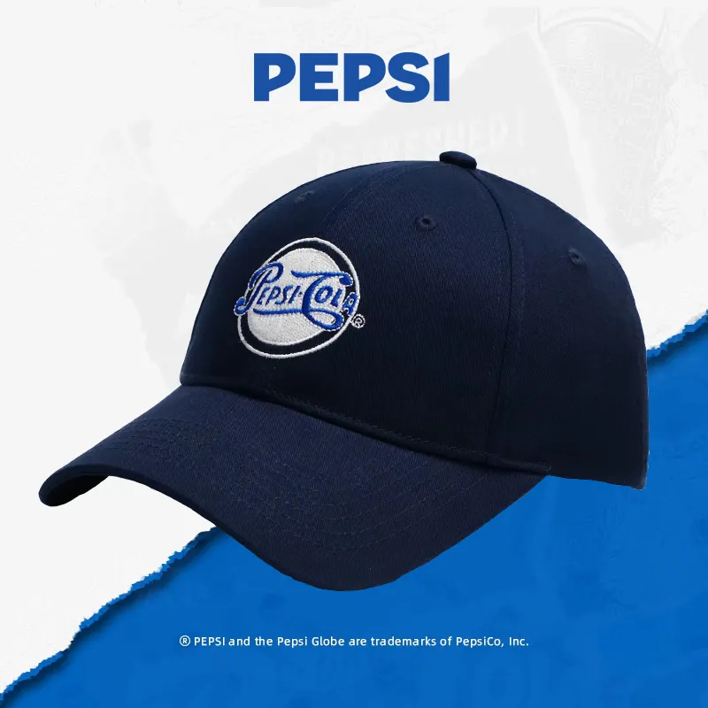 Pepsi Comfortable And Breathable Cotton Wide Brim Baseball Cap For A Slimmer Face Unisex Royal Blue/Blue/Ecru-5