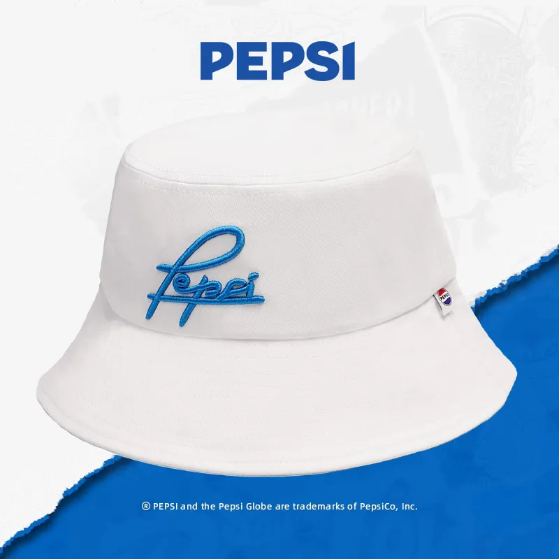 Pepsi Cotton Comfortable And Breathable Bucket Hats Unisex Black/Ecru-7