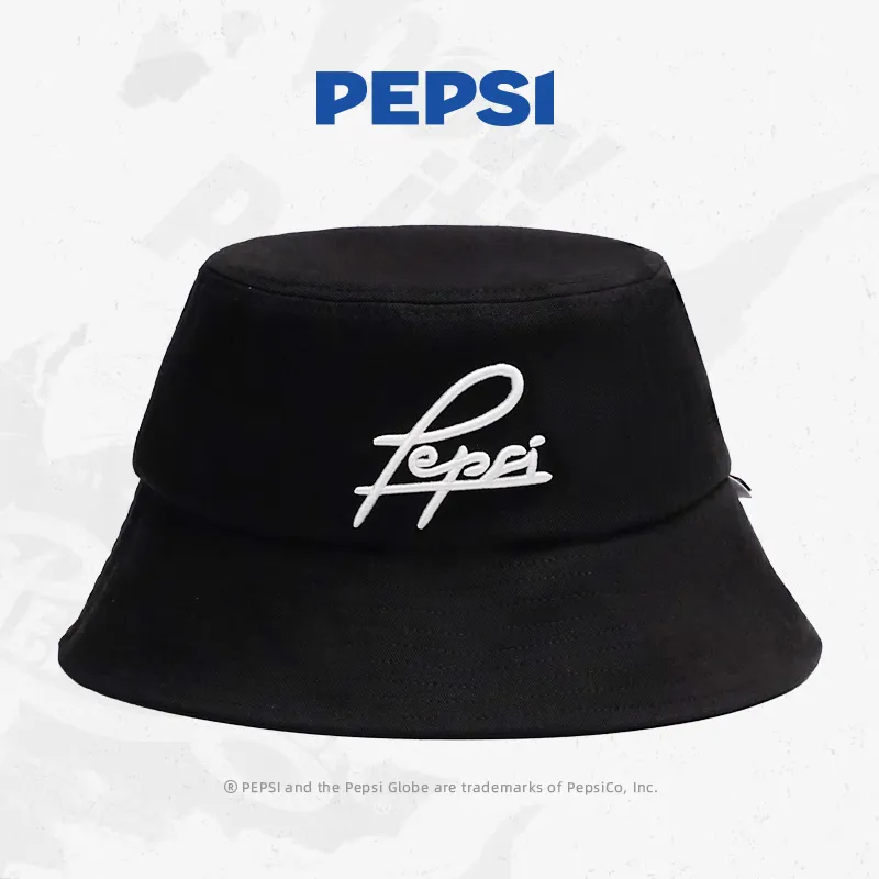 Pepsi Cotton Comfortable And Breathable Bucket Hats Unisex Black/Ecru-4