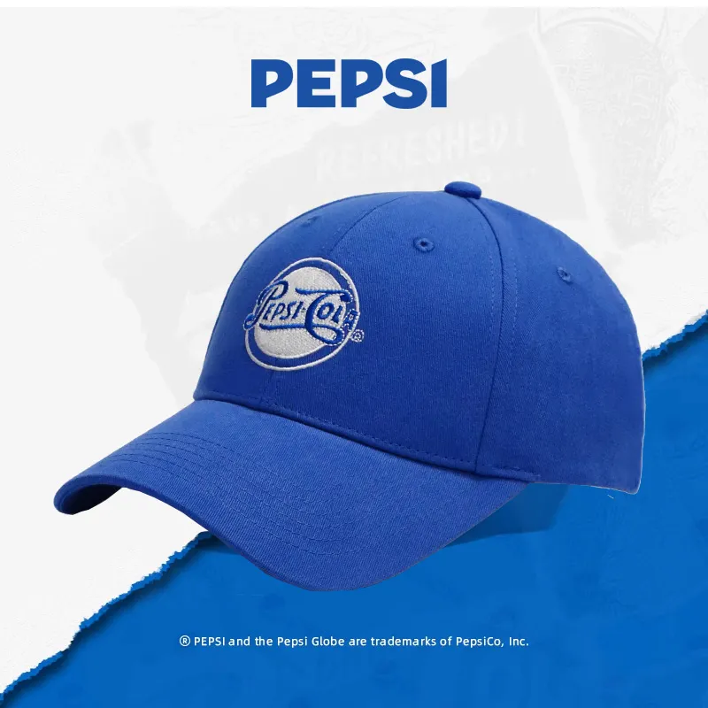 Pepsi Comfortable And Breathable Cotton Wide Brim Baseball Cap For A Slimmer Face Unisex Royal Blue/Blue/Ecru-15