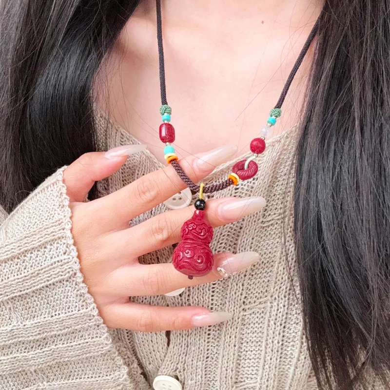 CMFY Cinnabar Jade Necklaces Unisex-1