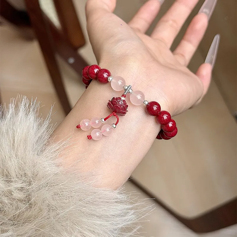 CMFY Reconstructed Cinnabar Jade Bracelets Unisex-4