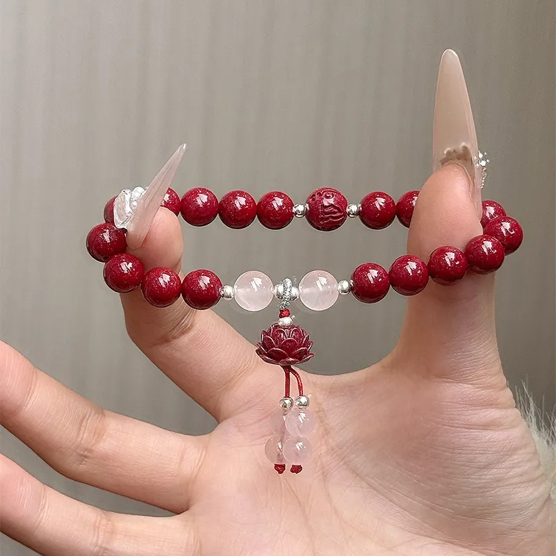 CMFY Reconstructed Cinnabar Jade Bracelets Unisex-3