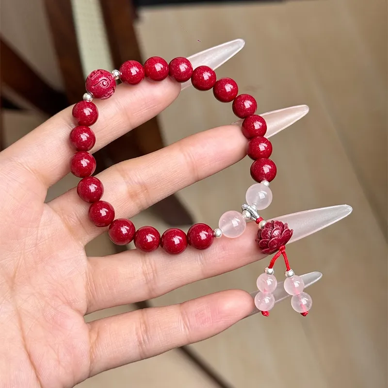 CMFY Reconstructed Cinnabar Jade Bracelets Unisex-1