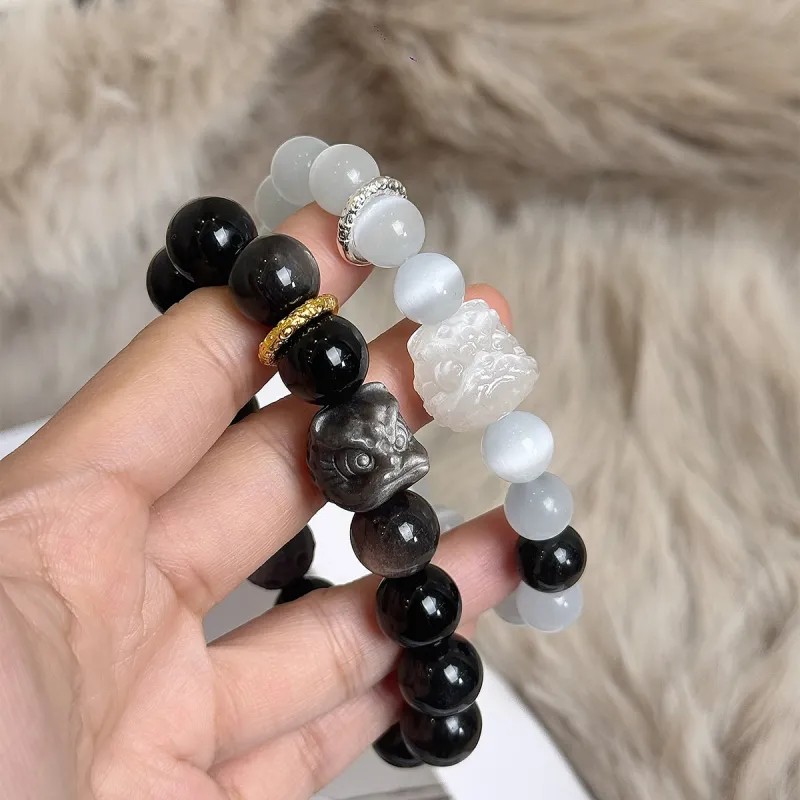 CMFY Glass Cat Eye Jade Bracelets Unisex-4