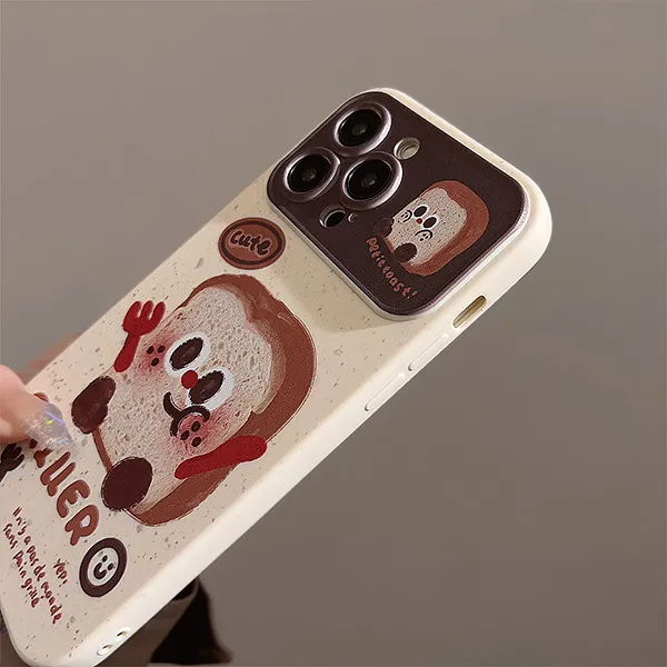 US8ACC IPhone13/14/15/Pro/Ma Silicone Material Cute Style Mini Toast For Breakfast Phone Cases-4