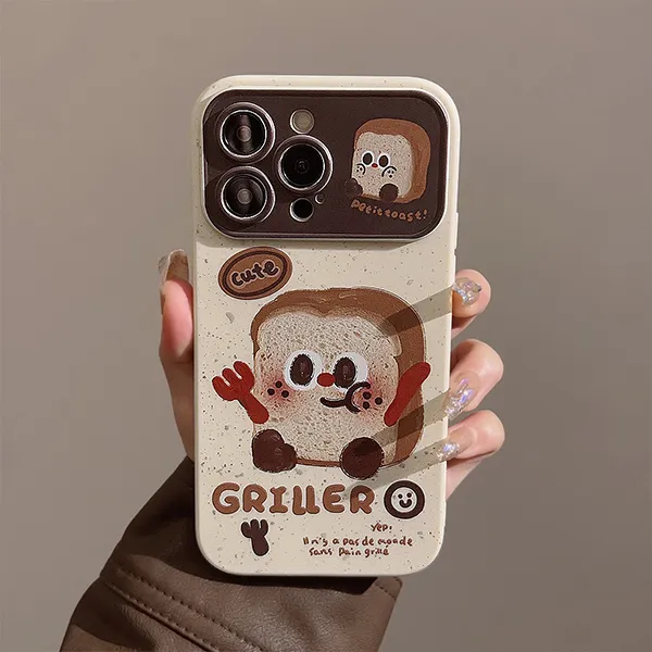 US8ACC IPhone13/14/15/Pro/Ma Silicone Material Cute Style Mini Toast For Breakfast Phone Cases-3