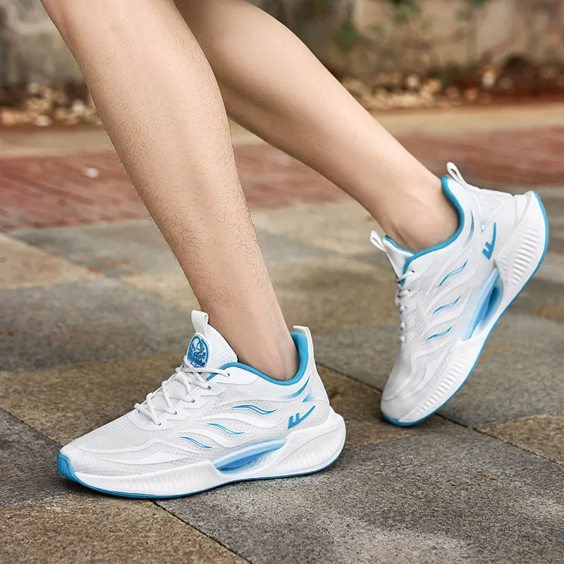 Warrior Anti Slip And Wear Resistant Breathable Low Top Running Shoes Men's White Lake Blue-5