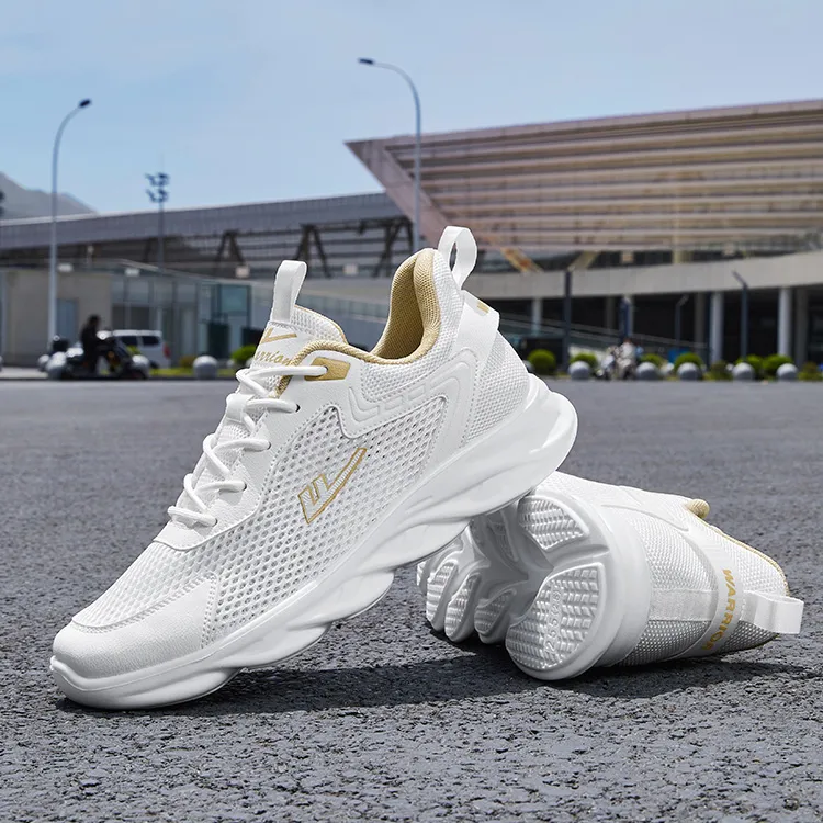 Warrior Slip Resistant, Abrasion Resistant, Breathable Low Top Casual Running Shoes Men's White Khaki-6