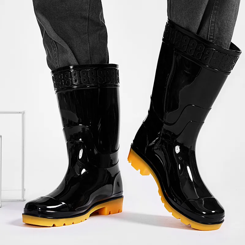 Warrior Wear Resistant Water Resistant Slip Resistant Rain Boots Men's Black-7
