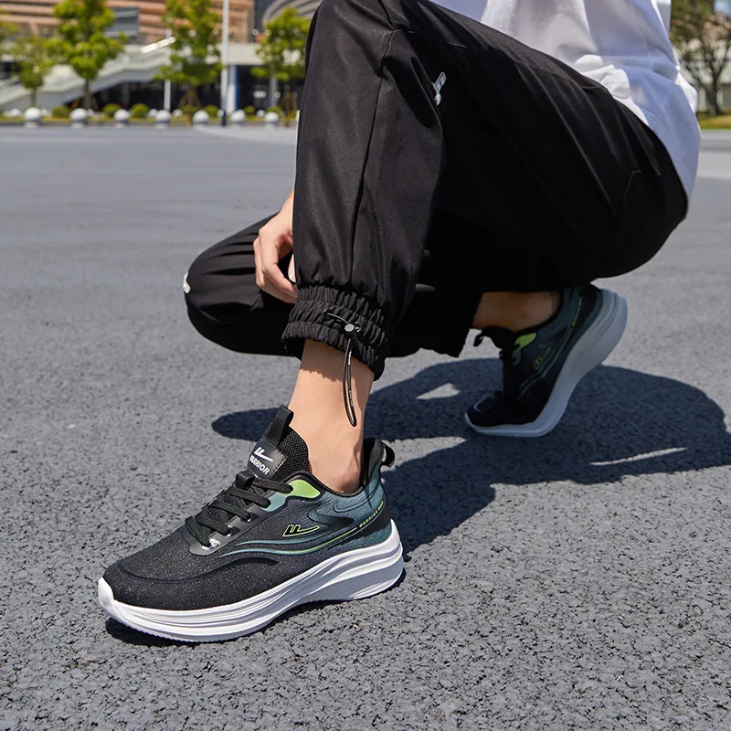Warrior Slip Resistant, Abrasion Resistant, Breathable Low Top Casual Running Shoes Men's Black Green-5