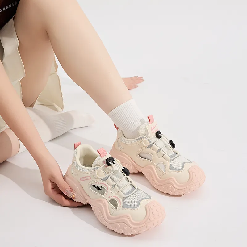Warrior Abrasion Resistant Breathable Slip Resistant Low Top Casual Shoes Women's Beige Pink-5