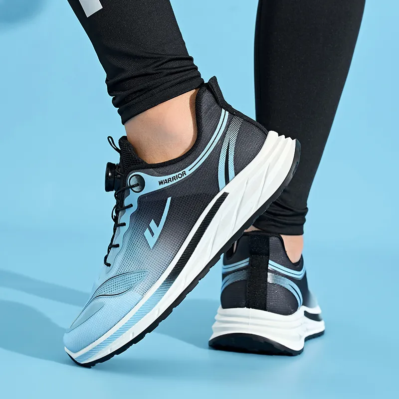 WARRIOR Running Shoes Men Low Top Black Blue-5