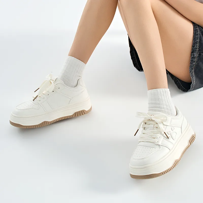 Warrior Small White Shoes Wear-Resistant Slip-Resistant Low-Top Skateboard Shoes Women's Beige-6