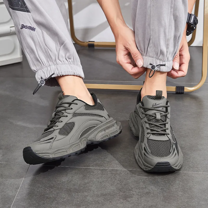 Warrior Breathable Low Top Chunky Sneakers Men's Brown-6