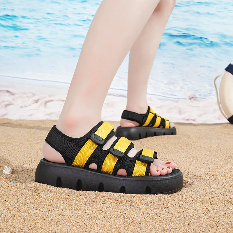 WARRIOR Beach Sandals Women's Black Yellow-4