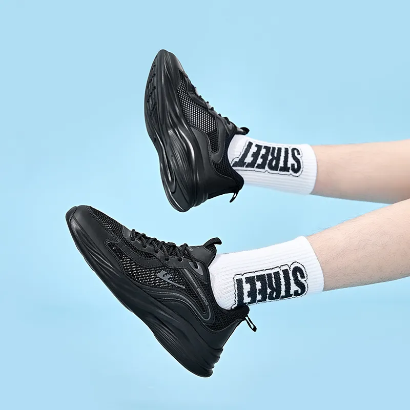 Warrior Wear resistant, Lightweight, Breathable, And Non slip. Low Top Casual Shoes Men's All Black-5
