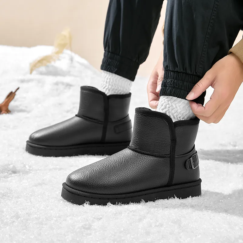 Warrior Warm And Wear Resistant Short Snow Boots Men's Black-6