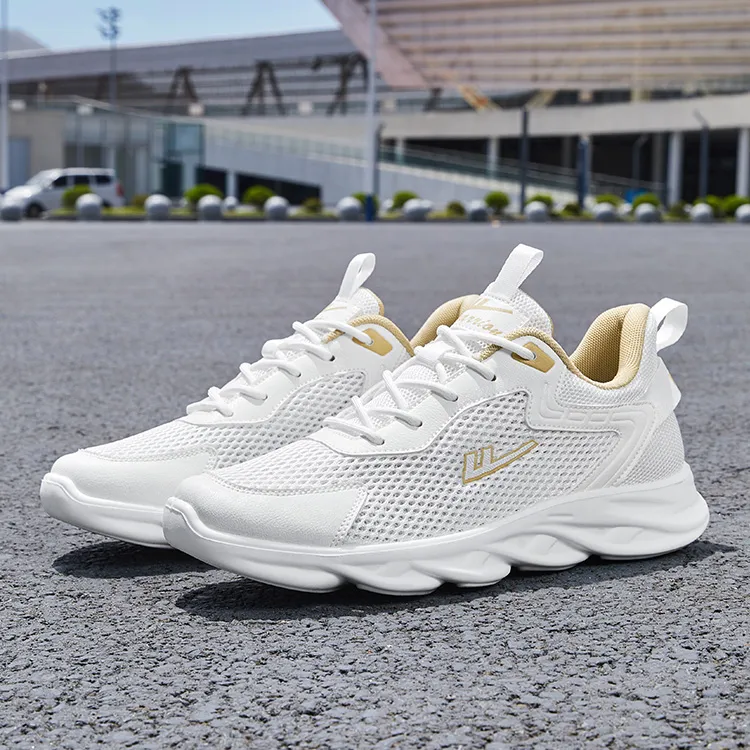 Warrior Slip Resistant, Abrasion Resistant, Breathable Low Top Casual Running Shoes Men's White Khaki-5