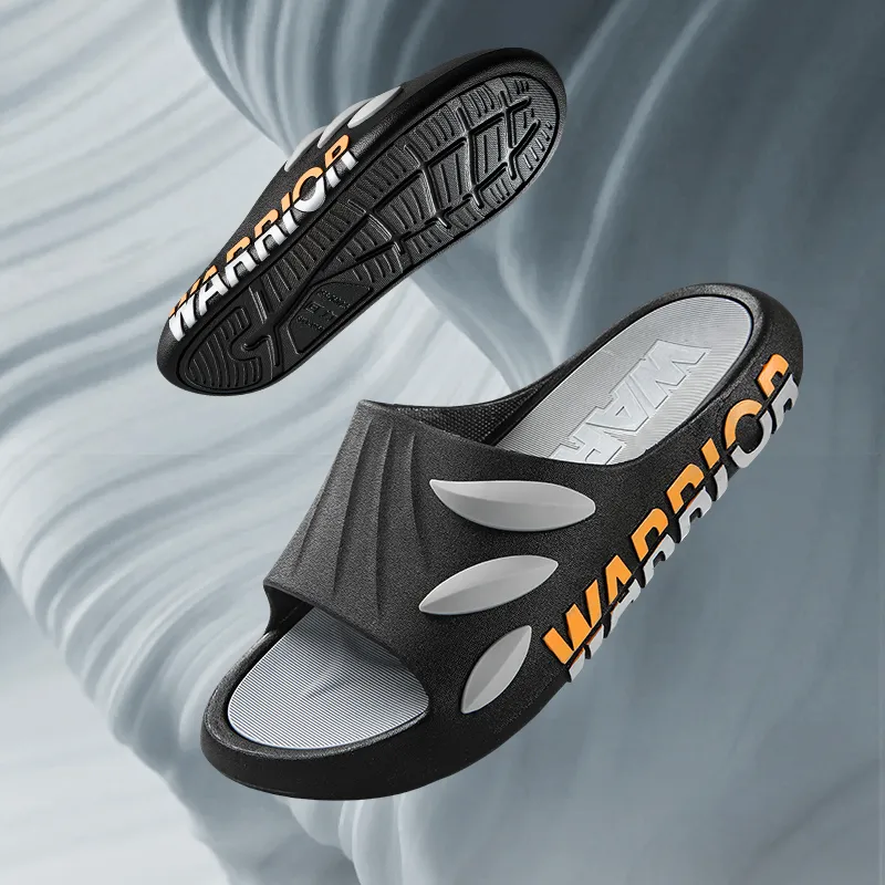 Warrior Slip Resistant Slide Slippers Men's Black Gray-2