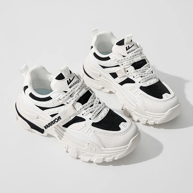 WARRIOR Chunky Sneakers Women's Low Top Beige Black-6
