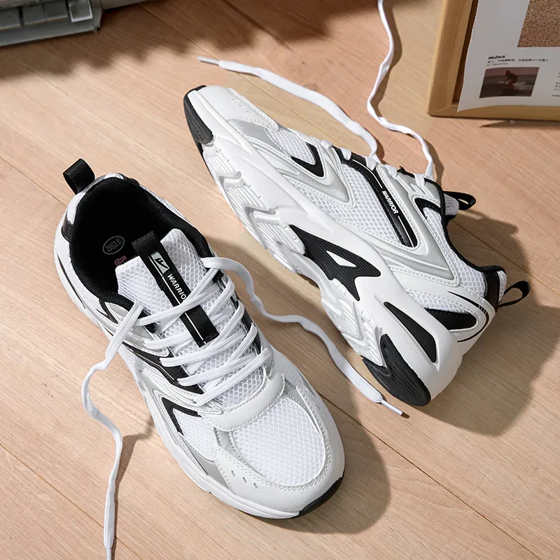 Warrior Cushioned Anti Slip And Wear Resistant Lightweight Low Top Casual Shoes Unisex White Black Silver-7