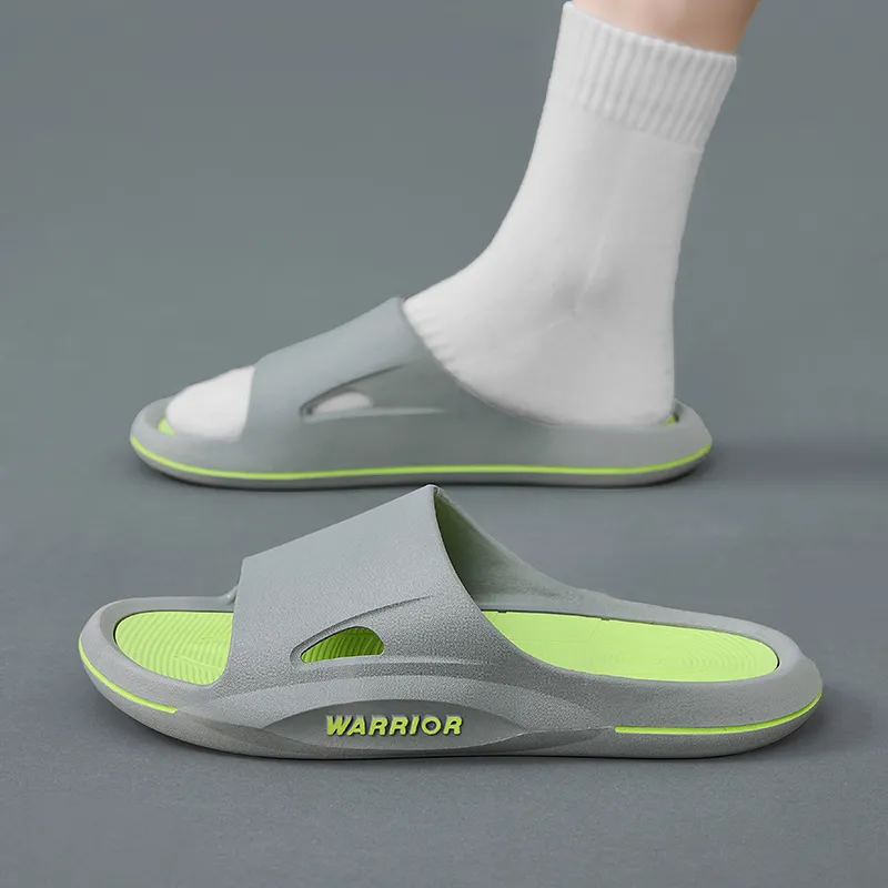 Warrior Slip Resistant Sports Slippers Men's Gray Fruit Green-5