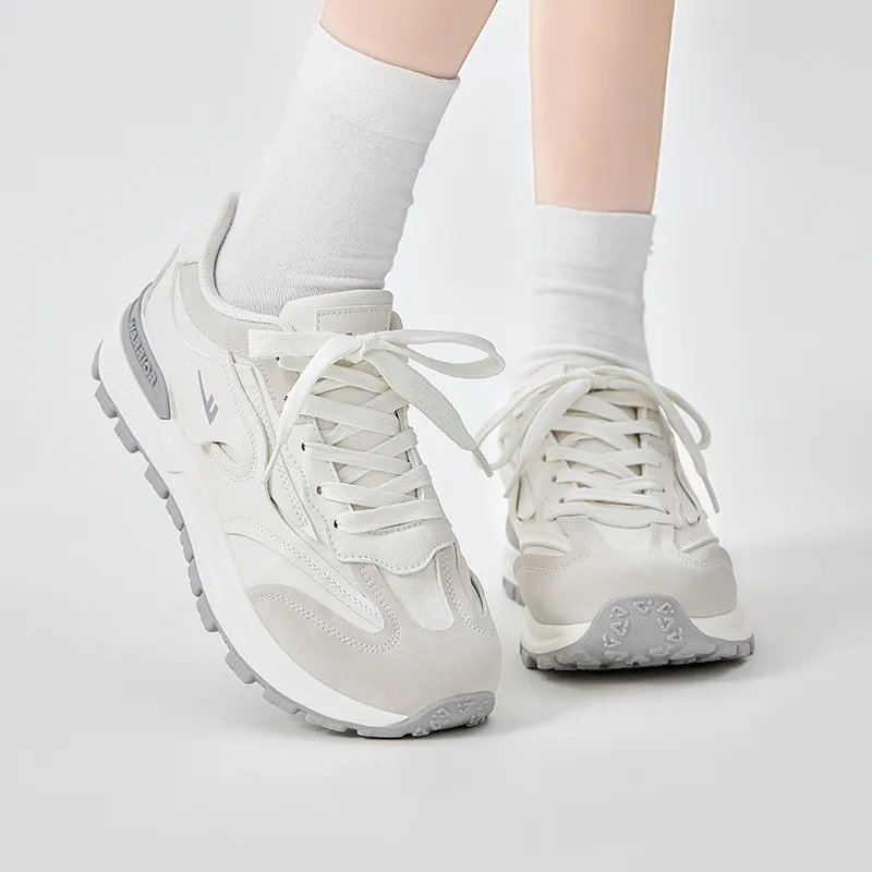 Warrior Ride The Wind And Waves Series Durable Breathable Lightweight Low-Top Casual Shoes Women's White Gray-7