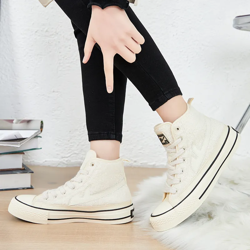 Warrior Slip Resistant, Abrasion Resistant, Thermal High Top Canvas Shoes Women's Beige-7