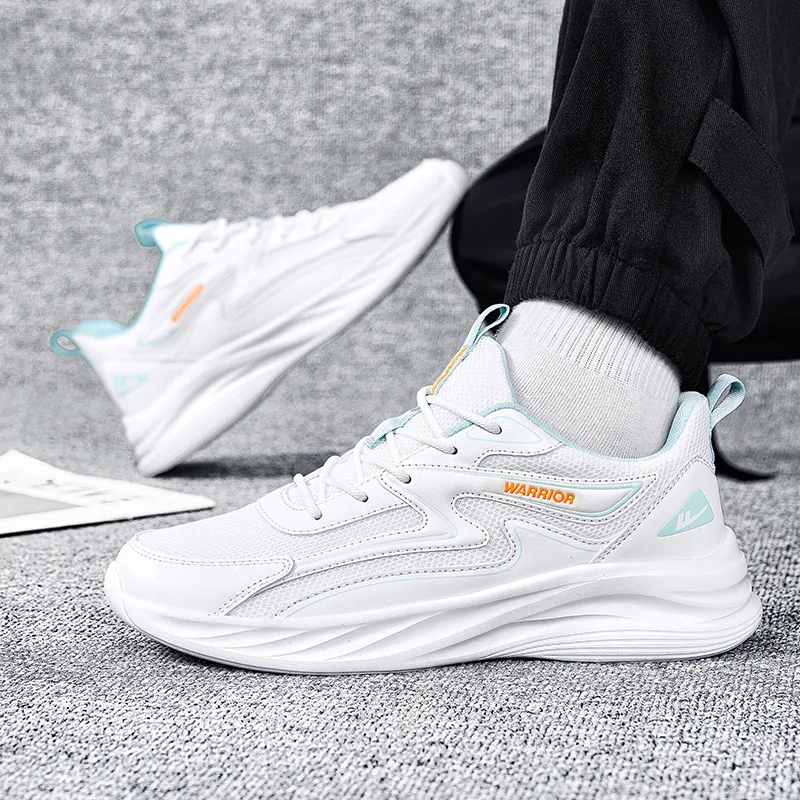 Warrior Rebound Abrasion Resistant Lightweight Breathable Slip Resistant Low Top Casual Running Shoes Men's White Teal-5