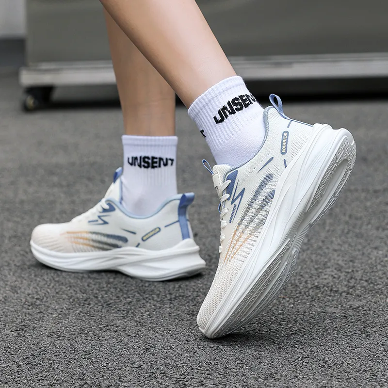 Warrior Cushioning Rebound Lightweight Breathable Low-Top Running Shoes Men's White Light Blue-6