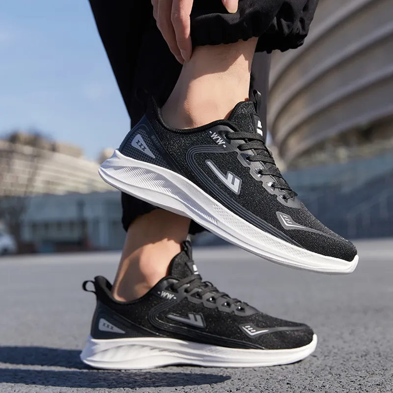 Warrior Wear resistant Lightweight Breathable And Non slip. Low Top Casual Running Shoes Unisex Black Silver-8