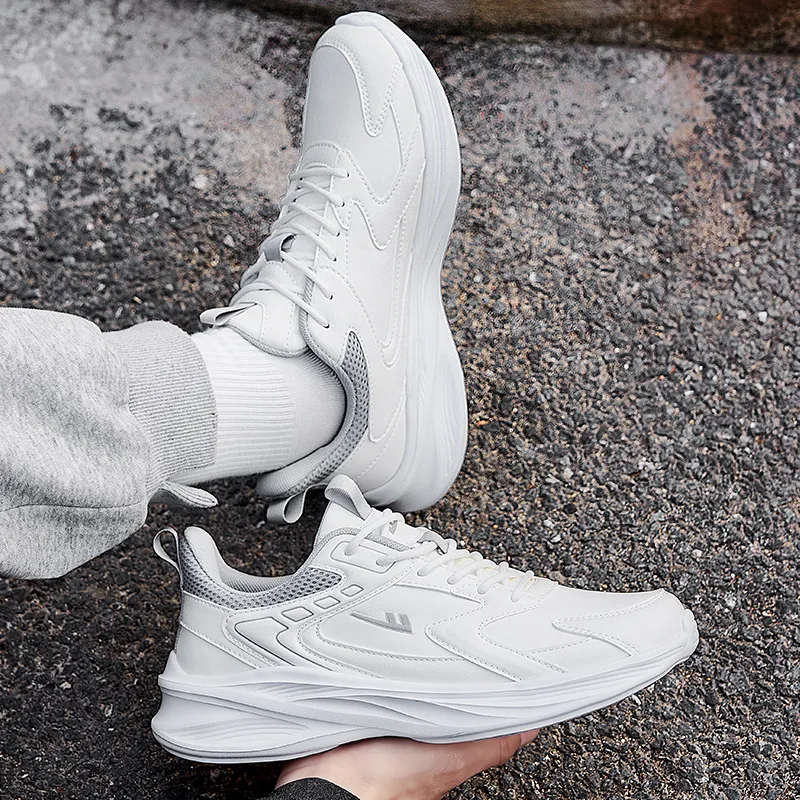Warrior Wear resistant Lightweight Breathable And Non slip. Low Top Casual Running Shoes Unisex White Gray-6